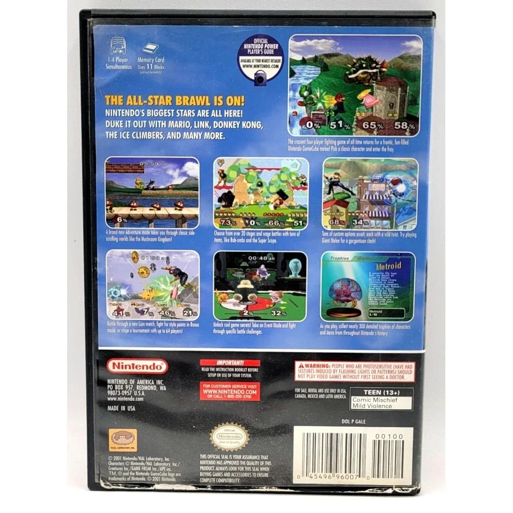 Super Smash Bros‎ Melee (Nintendo GameCube, 2001) GAME CASE ONLY *NO GAME*